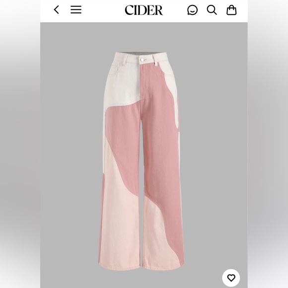 Cider Denim - Cider Pink and White Color-Block Jeans XS gaucho jean